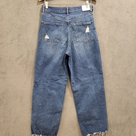 Express 90's Wide Leg Jeans Women's Size 10 Super High Rise Distressed Hippie - Picture 2 of 10